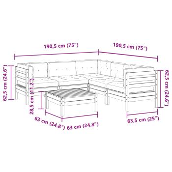 6-tlg. Garten-Sofagarnitur mit Kissen Massivholz Douglasie