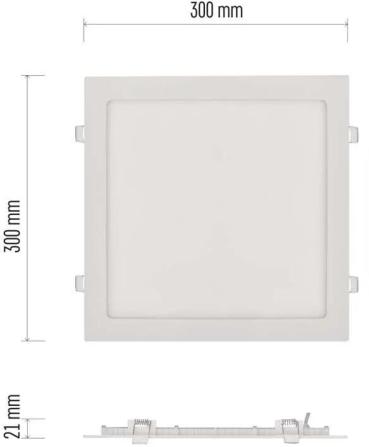 EMOS NEXXO ZD2154 LED-Einbauleuchte, quadratisch, 25W, 2000lm, 300x300mm, WW, weiß (1540212413)