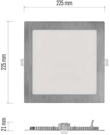 EMOS NEXXO ZD2243 LED-Einbauleuchte, quadratisch, Change CCT, 18W, 1600lm, 225x225mm, silber (1540231870)