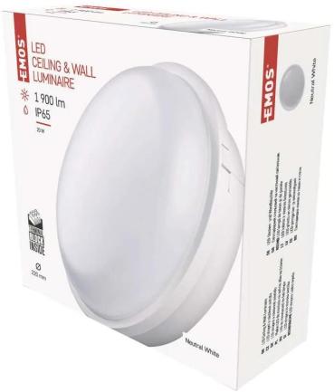 EMOS QARI ZM3010 LED Wandleuchte, rund, 20W, 1900lm, Neutralweiß, IP65, Ø 220m, weiß (1539722000)