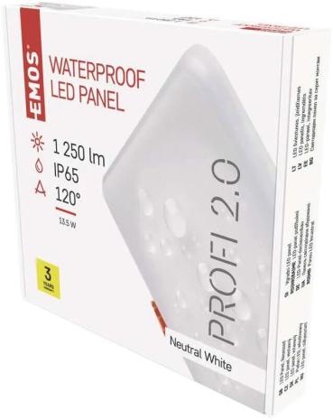 EMOS VIXXO ZV2142 LED-Einbauleuchte, quadratisch, 13,5W, 1250lm, 155x155mm, Neutralweiß, IP65, weiß (1540211520)