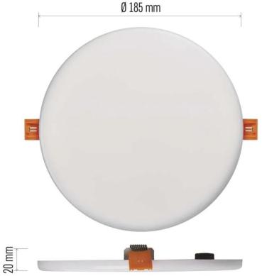 EMOS VIXXO ZV1152 LED-Einbauleuchte, rund, 19W, 1700lm, Ø 185mm, Neutralweiß, IP65, weiß (1540112220)