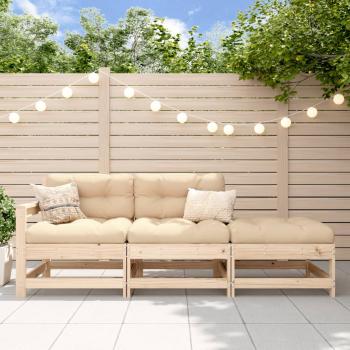 ARDEBO.de - 3-tlg. Garten-Lounge-Set mit Kissen Massivholz