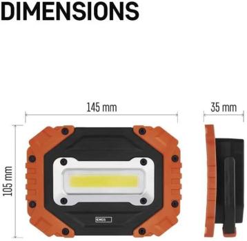 EMOS COB LED Arbeitsleuchte, 700 lm, 4x AA, schwarz-orange