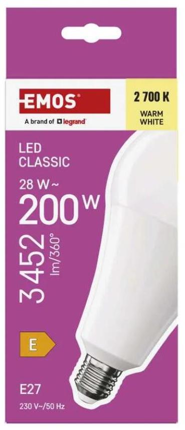 EMOS Classic ZQ5E91 LED Lampe A95, E27, 28W (200W), 3452lm, Warmweiß (1525743215)