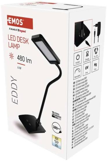 EMOS Eddy Z7599B LED Schreibtischlampe, schwarz, 3000/4500/6800K (1538150200)