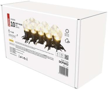 EMOS DCPW02 LED Lichterkette, 10x Partylichter klar, 5m, Außen und Innen, mweiß (1550000001)