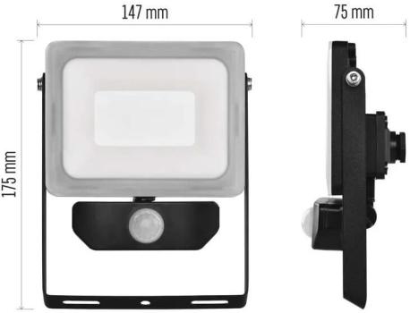 EMOS ILIO ZS2920 LED-Flutlicht mit Bewegungsmelder, schwarz, 21W, 1900lm, neutralweiß (1531252920)