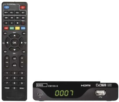 EMOS J6014 DVB-T2 Receiver EM190-S, HD, HEVC, H26, Kindersicherung (2520236400 )