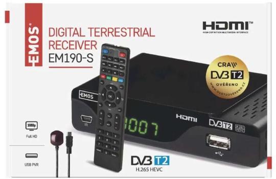 EMOS J6014 DVB-T2 Receiver EM190-S, HD, HEVC, H26, Kindersicherung (2520236400 )