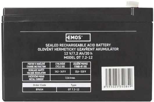 EMOS ACCU.SLA 6V 7AH FAST.4.7 MM Wartungsfreier Blei-Akku 12 V/7,2 Ah, faston 4,7 mm (B9659)