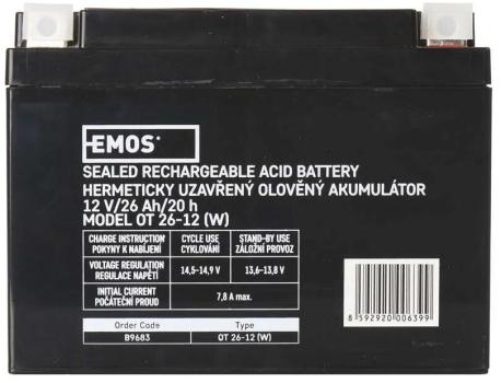 EMOS ACCUMULATOR SLA 12V 26AH L2 Wartungsfreier Blei-Akku 12 V/26 Ah L2 (B9683)