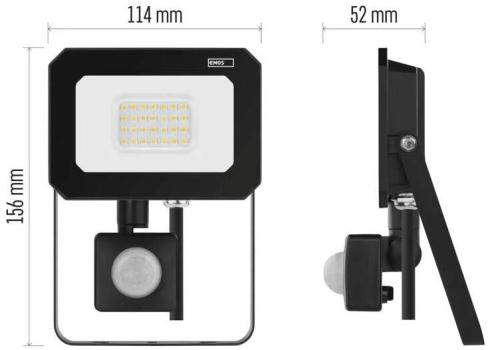 EMOS SIMPO ZS2323 LED-Reflektor mit Bewegungssensor, schwarz, 20W, 2000lm, neutralweiß (1531232300)