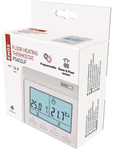 EMOS P5601UF Fußbodenheizung-Thermostat, programmierbar, verkabelt, weiß (2101210000)