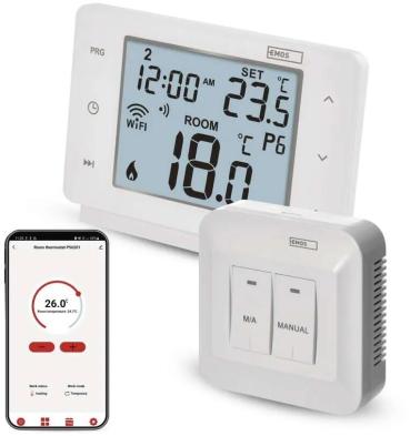 ARDEBO.de EMOS P56211 GoSmart Raumthermostat mit WiFi, programmierbar, kabellos, weiß (2101900001)