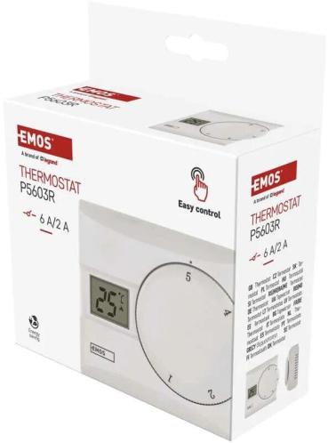 EMOS P5603R Raumthermostat, manuell, verkabelt, 6A, weiß (2101106001)