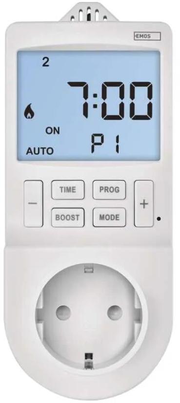 EMOS P5660SH 2in1 Steckdosenthermostat mit digitaler Zeitschaltuhr, Schuko, weiß (2106000200)