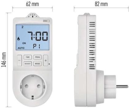 EMOS P5660SH 2in1 Steckdosenthermostat mit digitaler Zeitschaltuhr, Schuko, weiß (2106000200)