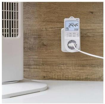 EMOS P5660SH 2in1 Steckdosenthermostat mit digitaler Zeitschaltuhr, Schuko, weiß (2106000200)