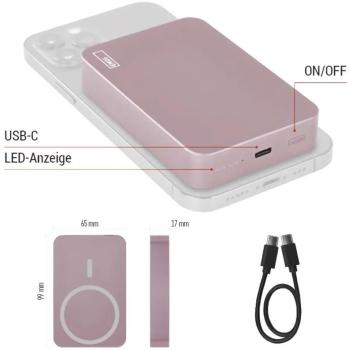 EMOS POWERBANK WI 1046 10000MAH SALMON, 10 000 mAh, 20 W+Wireless, lachs (B0551S)