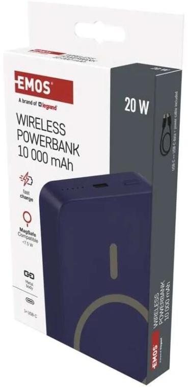 EMOS POWERBANK WI 1046 10000MAH BLUE, 10 000 mAh, 20 W+Wireless, blau (B0551BL)