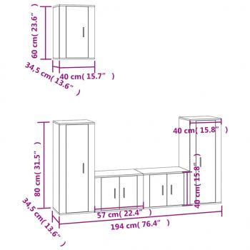 5-tlg. TV-Schrank-Set Schwarz Holzwerkstoff