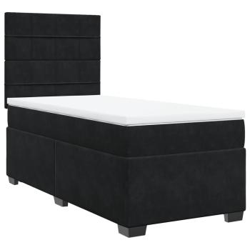 Boxspringbett mit Matratze Schwarz 90x190 cm Samt