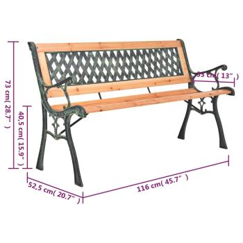 Gartenbank 116 cm Gusseisen und Massivholz Tanne