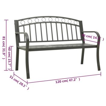 Gartenbank mit Tisch Grau 120 cm Stahl