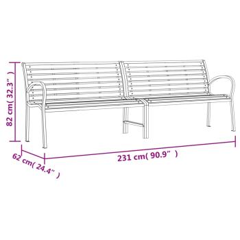 Gartenbank Braun 231 cm Holz & Pulverbeschichteter Stahl