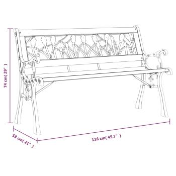 Gartenbank 116 cm Massivholz Tanne und Stahl