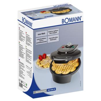 Bomann WA 5018 CB Waffelautomat, 1200 W, stufenlos, isoliert, Backampel, schwarz