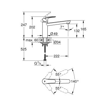 GROHE Eurosmart Einhebel-Spültischarmatur, Hochdruck, 1/2, supersteel (30463DC0)