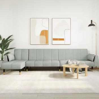 ARDEBO.de - Schlafsofa in L-Form Hellgrau 275x140x70 cm Samt