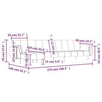 Schlafsofa in L-Form Hellgrau 275x140x70 cm Samt