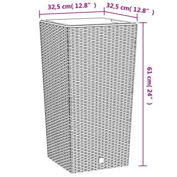 Pflanzkübel mit herausnehmbaren Einsatz Braun 21/49 L PP-Rattan