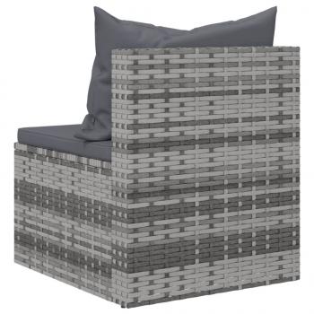 Garten-Mittelsofas mit Kissen 2 Stk. Grau Poly Rattan