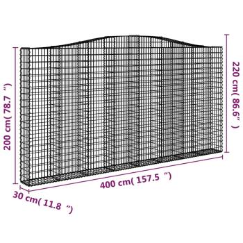 Gabionen mit Hochbogen 2 Stk. 400x30x200/220cm Verzinktes Eisen