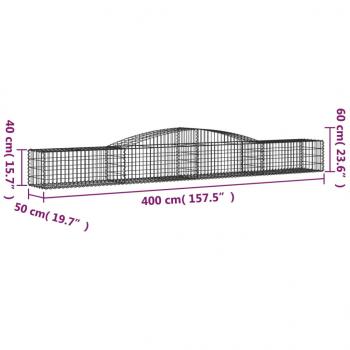 Gabionen mit Hochbogen 7 Stk. 400x50x40/60cm Verzinktes Eisen