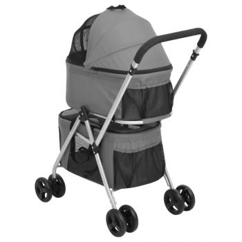 Hundewagen für 2 Hunde Faltbar Grau 83x48x97 cm Oxford-Gewebe