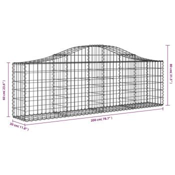 Gabionen mit Hochbogen 10 Stk. 200x30x60/80 cm Verzinktes Eisen