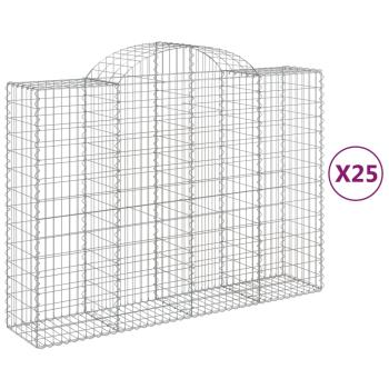 Gabionen mit Hochbogen 25Stk. 200x50x140/160cm Verzinktes Eisen