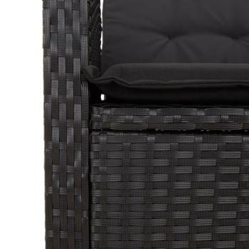 9-tlg. Garten-Essgruppe mit Kissen Schwarz Poly Rattan