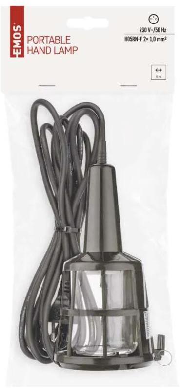 EMOS 1449000030 Handlampe (tragbar) netzbetrieben, 5 m, schwarz