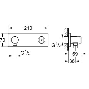 GROHE Grohtherm F Wandanschlussbogen, intgrierter Brausehalter, für 35034000, ohne Rohbauset, chrom (26878000)