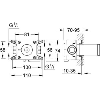 GROHE Grohtherm F Einbaubox, für Wandanschlussbogen 26878000 (35107000)