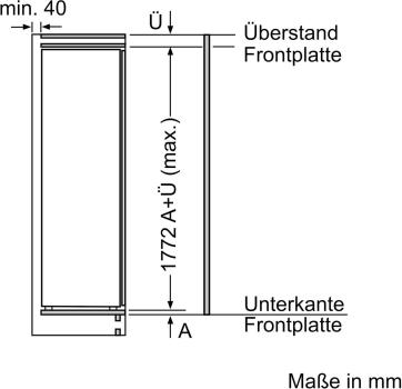 Neff KI2821SE0 N30 Einbaukühlschrank, Nischenhöhe 177,5 cm, 280 L, mit Gefrierfach, Schlepptürtechnik, Super Cooling, Vario Zone, Fresh Safe