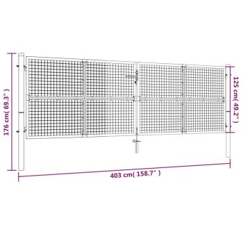 Gartentor Verzinkter Stahl 415 x 175 cm Silbern