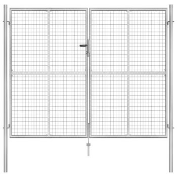 ARDEBO.de - Gartentor Verzinkter Stahl 306 x 250 cm Silbern