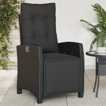 Gartensessel mit Fußteil 2 Stk. Verstellbar Schwarz Poly Rattan